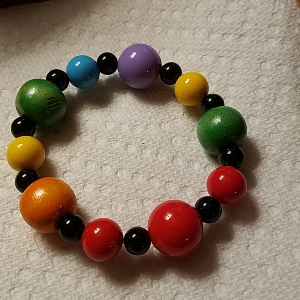 Multi-Colored Stretch Beaded 8" Bracelet
